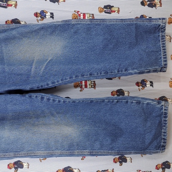 Y2K Riggs Workwear by Wrangler dura smiled Med wash loose fit tapered jeans42/32 - Picture 3 of 9